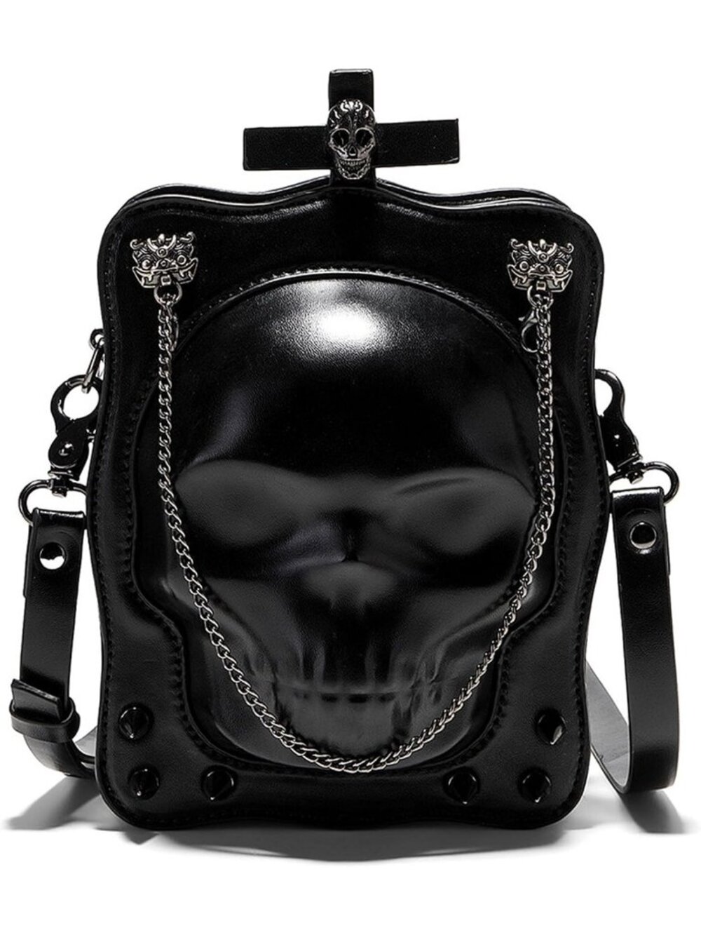 Women's 255 Black Gothic Skull Crossbody Bag Purse Festival Shoulder Halloween
